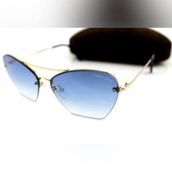 TOM FORD Annabel Gold Blue Gradient Sunglasses TF 507 FT 0507 28W
